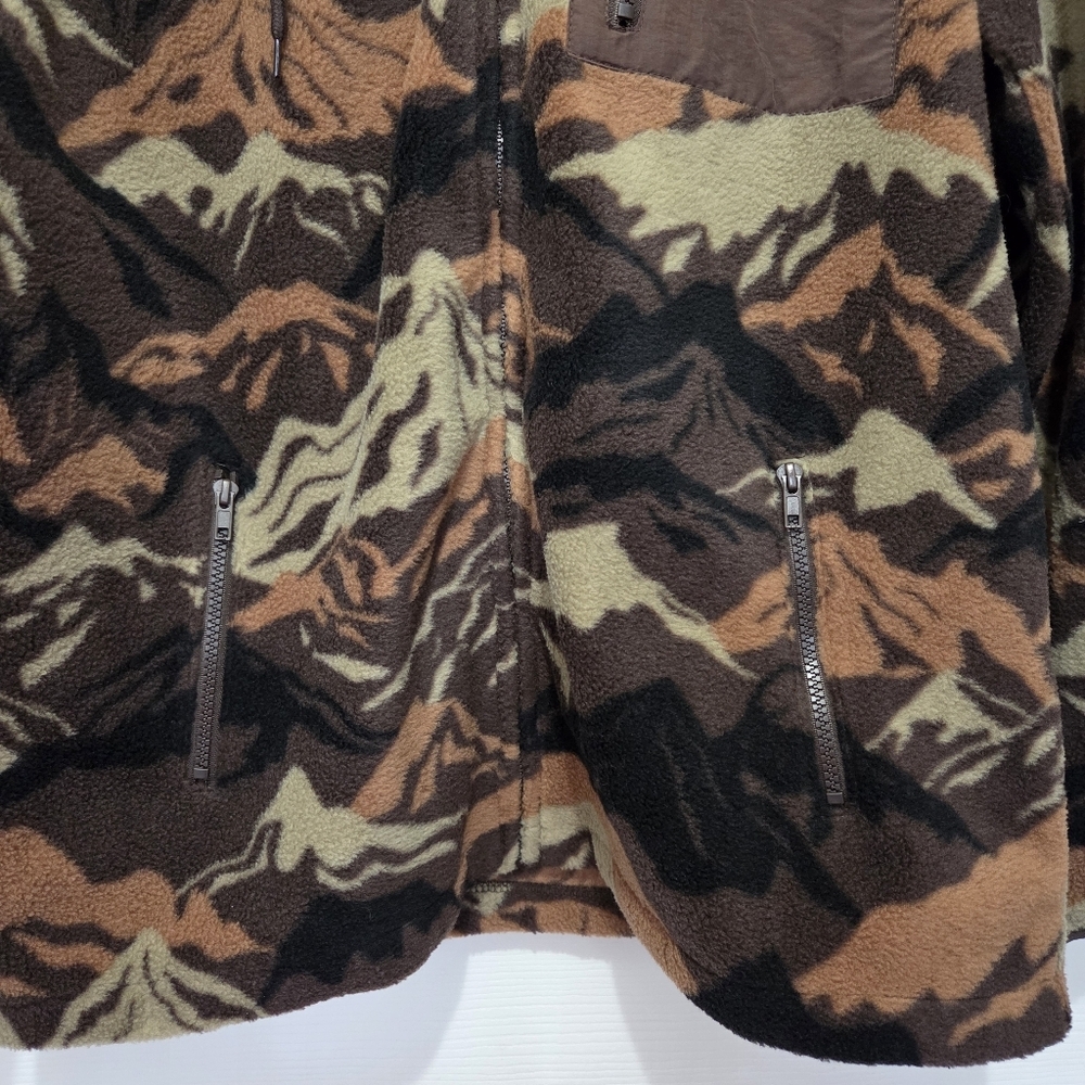 Free Nature Mountain Pattern Full Zip Polar Fleece Hooded Jacket Men Size Large - Picture 4 of 11